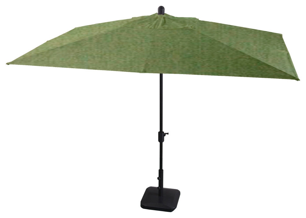 10'x6.5' Rectangular Auto Tilt Market Umbrella, Grey Frame, Sunbrella, Fern