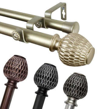 Telmo 1" Double Curtain Rod, Bronze, 160-240"