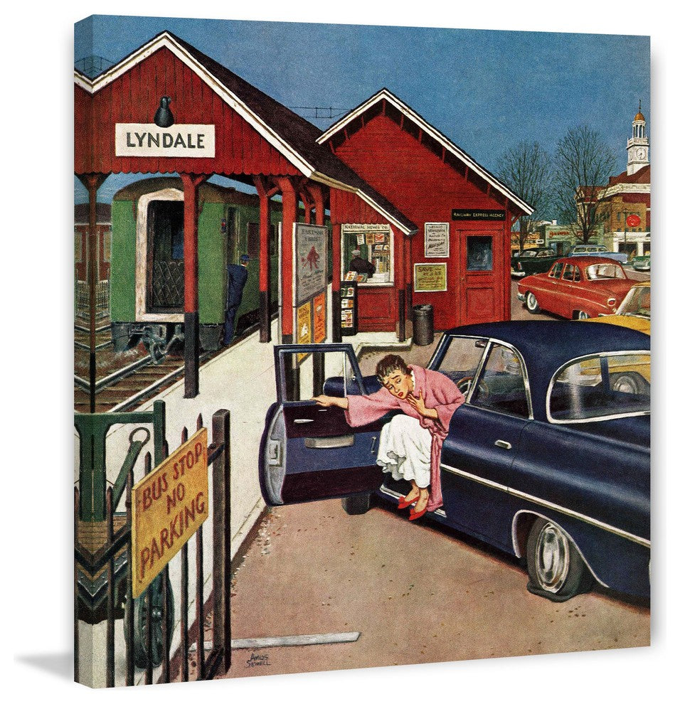 "Flat Tire at the Commuter Station" Print on Canvas by Amos Sewell