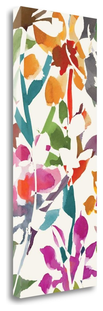 "Pink Garden Panel I White" By Wild Apple Portfolio, Gallery Wrap Canvas