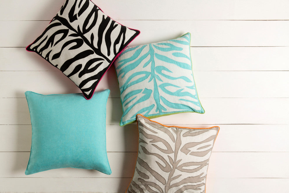 Surya Valentina VAL-001 18"x18" Pillow Kit, Ivory/Taupe/Bright Orange