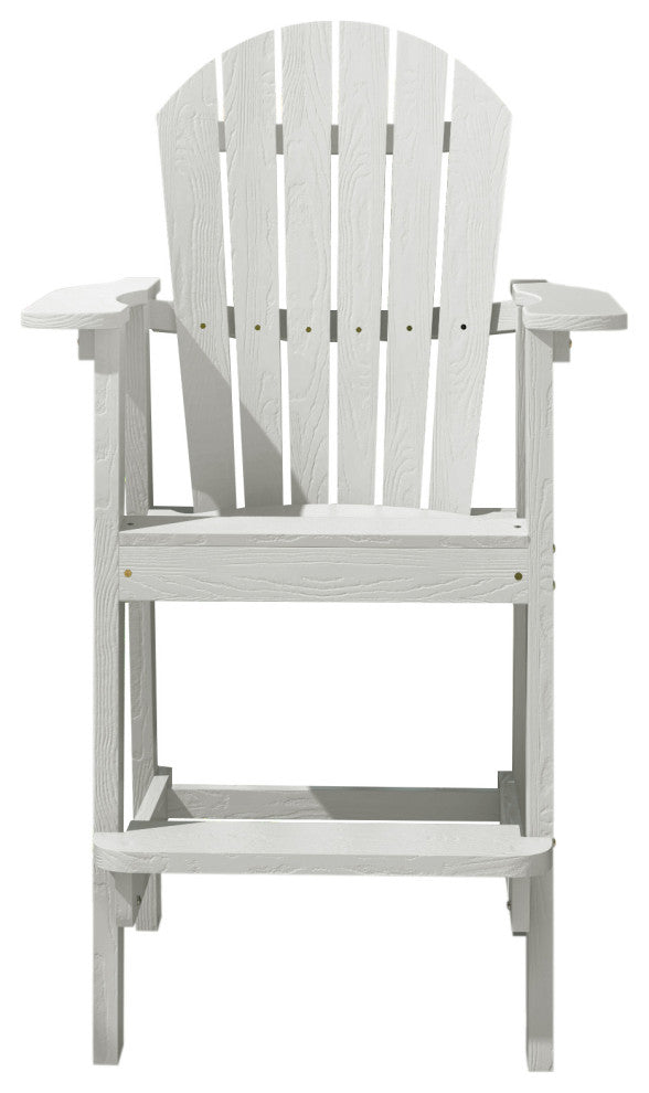 Rustic Adirondack Chairs Outdoor BarStools with Hight Back Design, White