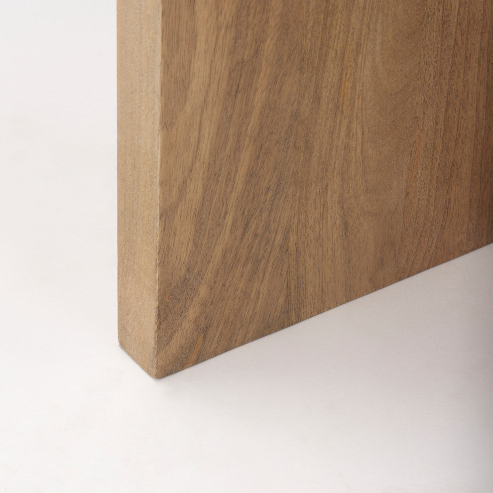 Bianca Light Brown Solid Wood w/ White Marble Top Accent Table