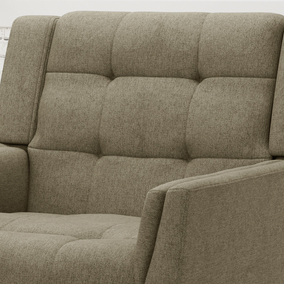 GDF Studio Evelyn Mid Century Modern Fabric Arm Chair, Mocha/Walnut
