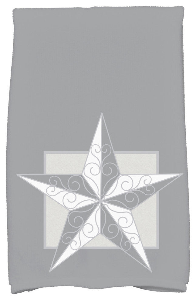 Night Star, Geometric Print Kitchen Towel, Gray , 18 x 30"