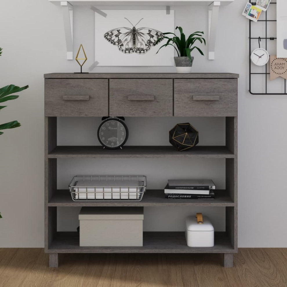 vidaXL Console Table Accent End Table Living Room Light Gray Solid Wood Pine