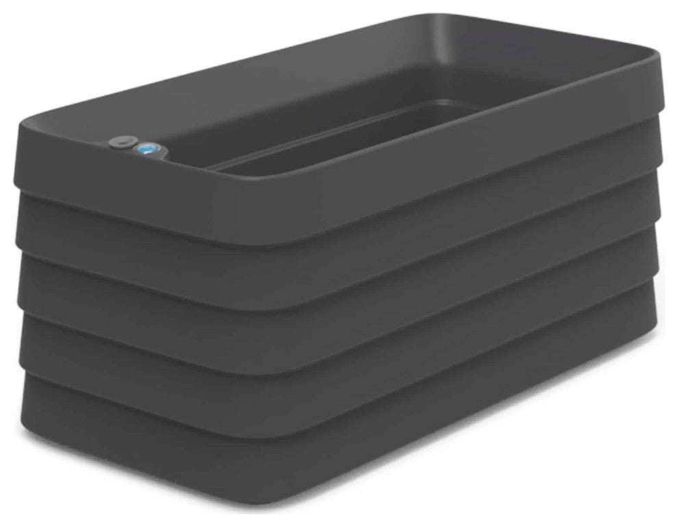 TruDrop Slat Self Watering Planter Boxes, Caviar Black, Medium 36"x17"x17"h