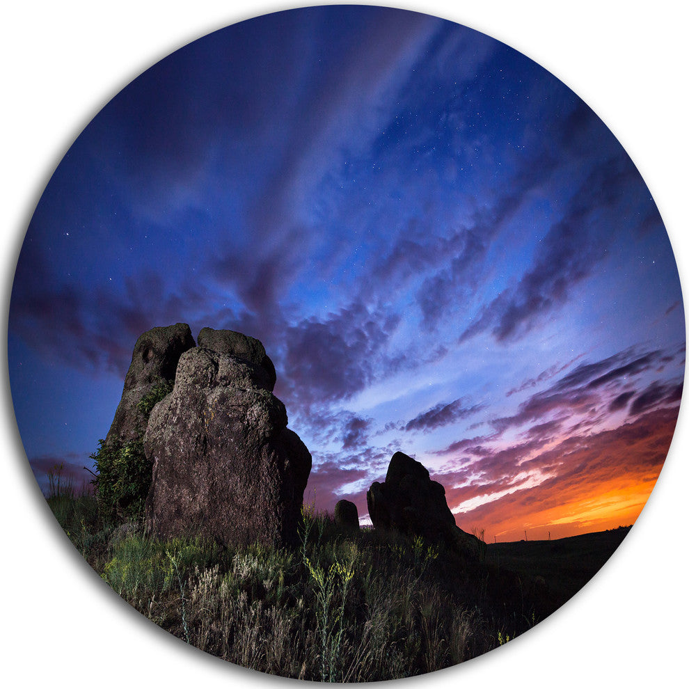 Summer Night Blue Sky, Landscape Photography Round Wall Art, 23"