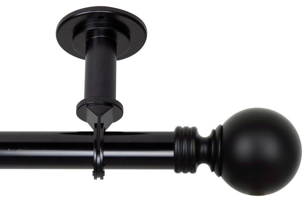Globus Ceiling 1" Curtain Rod/Room Divider, Black, 28-48"