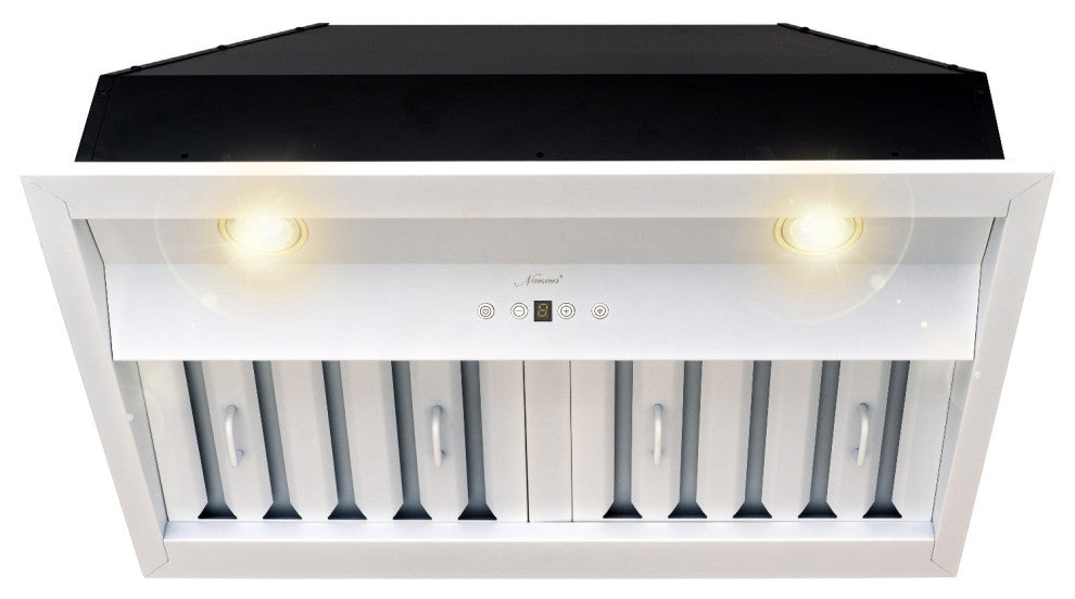 30" Insert/Built-in Satin White Range Hood, Dimmable, 3-Speeds 600CFM, Warm White Light, Satin White & Gold