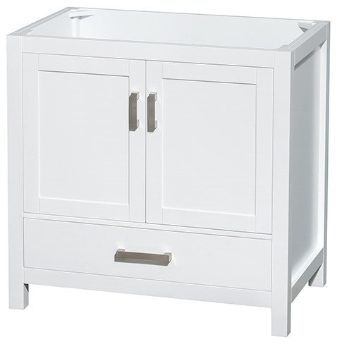 Wyndham WCS141436SWHIVUNOMXX 36 Inch Oval Sink Bath Vanity with Ivory Marble