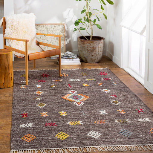 Surya Zanafi ZNF-2304 3'x5' Rug, Brown/Khaki/Gray/Olive/Peach/Burnt Orange/Red