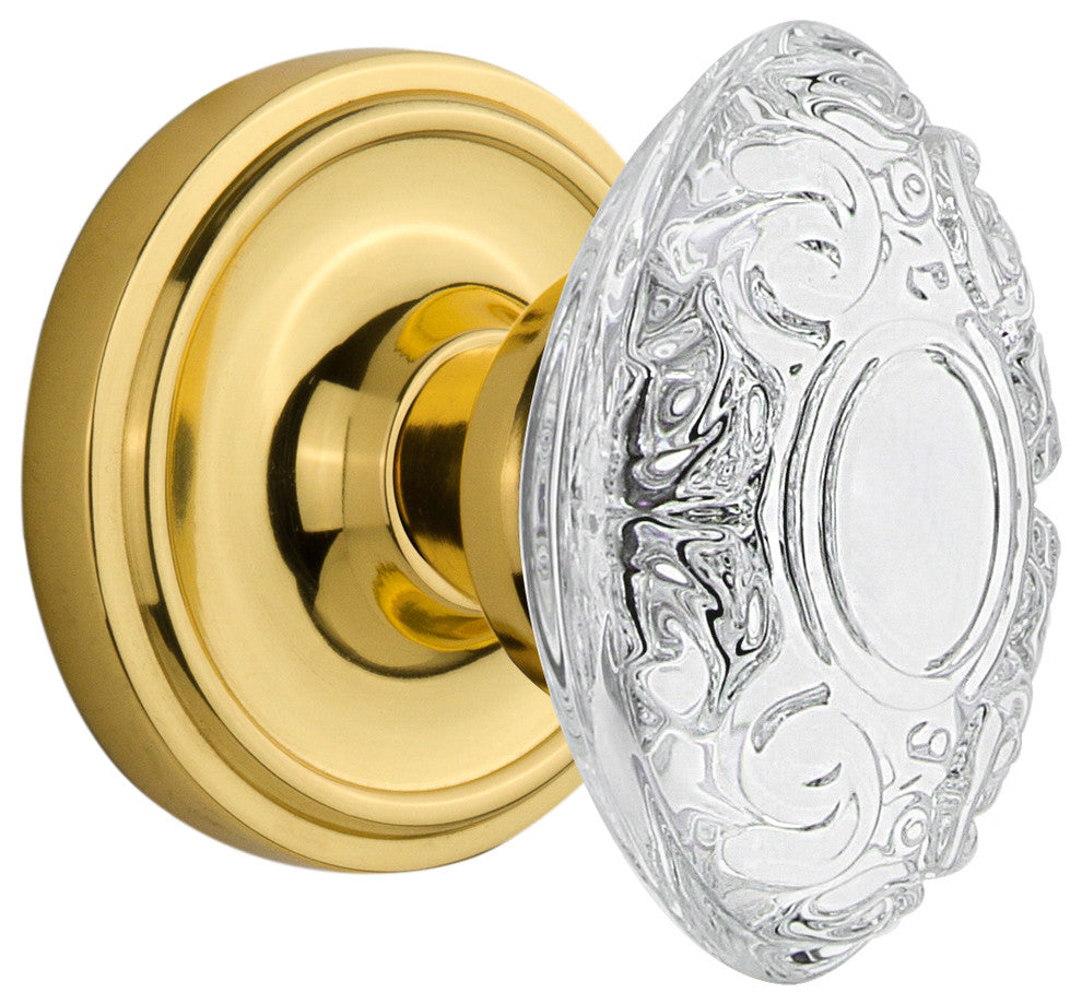 Classic Rosette Double Dummy Crystal Victorian Knob, Unlacquered Brass, CLACVI