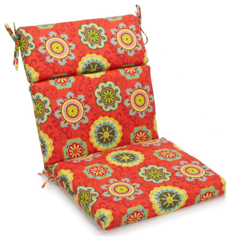 22"X45" Outdoor Squared Seat/Back Chair Cushion, Farrington Terrace Grenadine