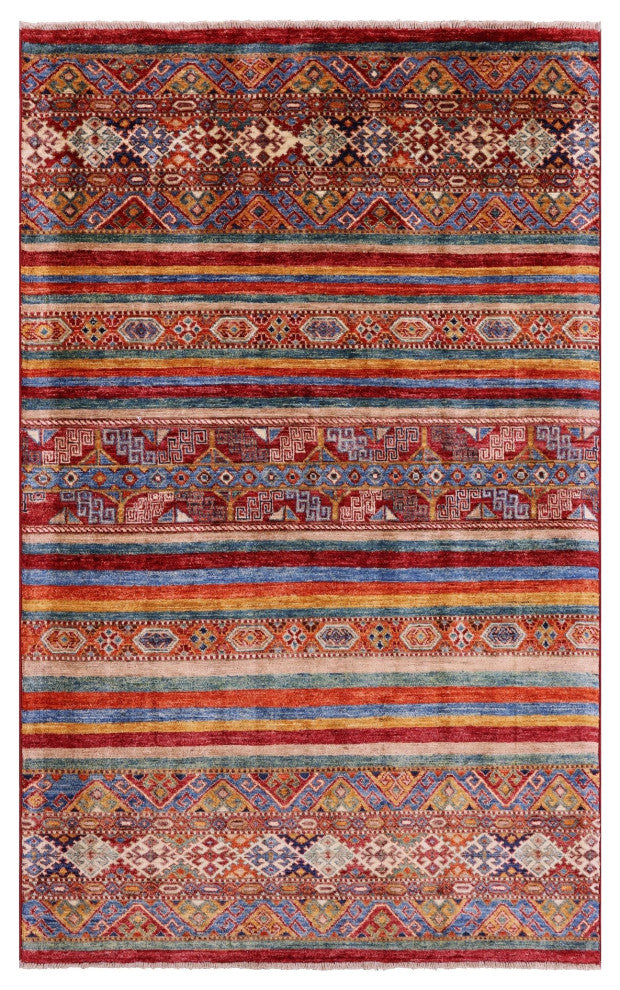Handmade Khorjin Super Kazak Wool Rug 4' 0" X 6' 7" - Q12619