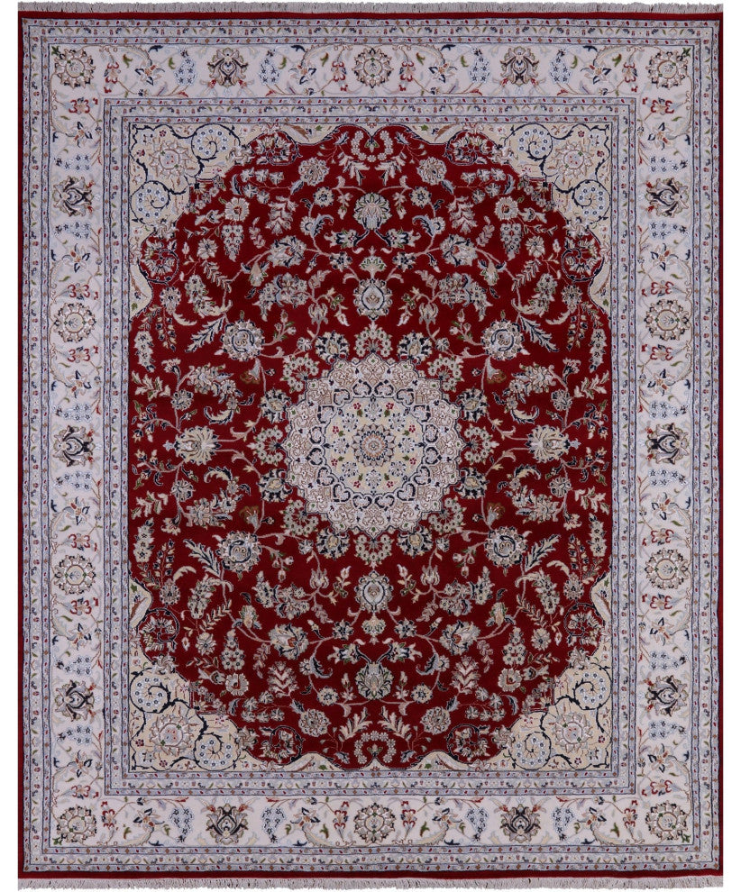 Wool & Silk Persian Nain Hand Knotted Rug 8' 0" X 10' 2" - Q14720