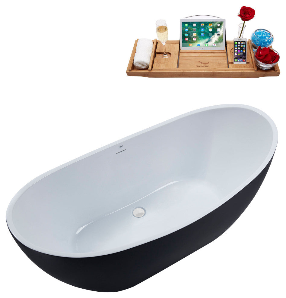 62" Streamline N594WH Freestanding Tub and Tray With Internal Drain
