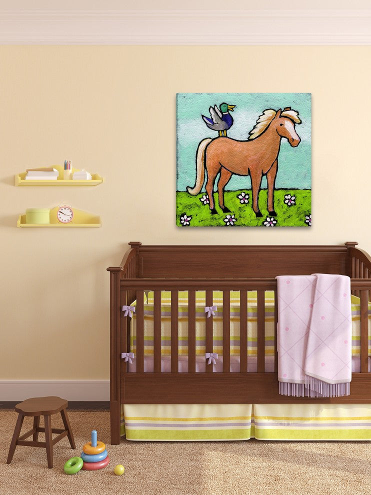 Marmont Hill, "Horse with Laughing Duck" by Janet Nelson Wrapped Canvas, 48x48
