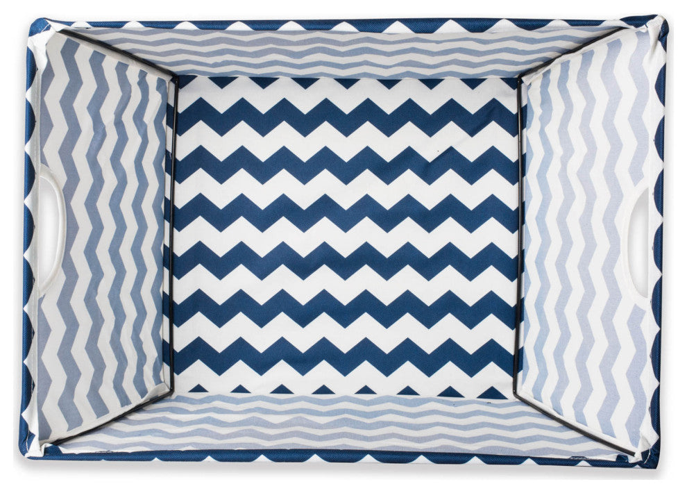Polyester Bin Chevron Nautical Blue Trapezoid x-Large 22"x15"x13"