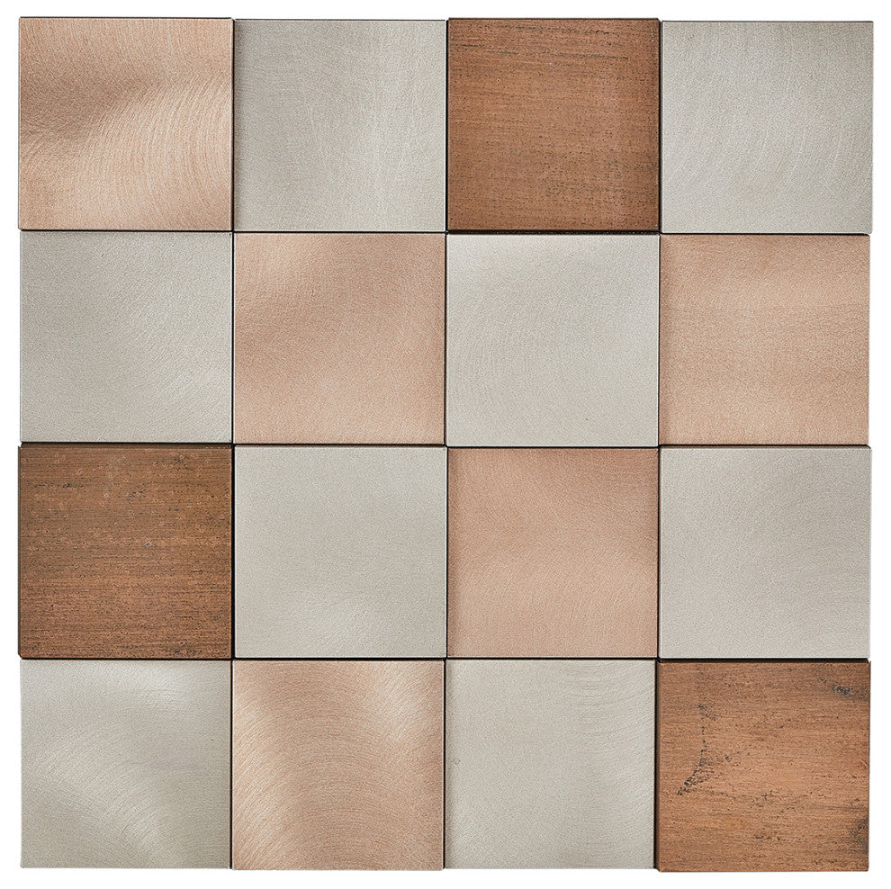 Mijas 11.97x11.97, Copper Peel-and-Stick Metal Mosaic Tile, Sample