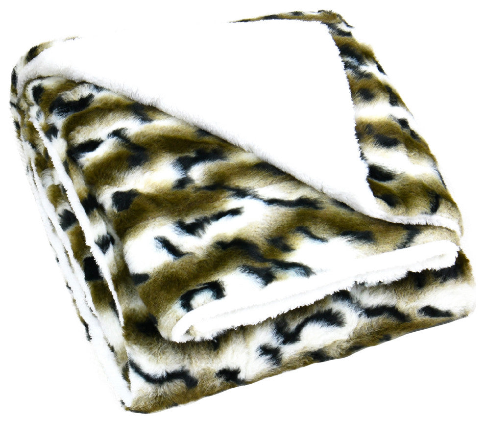 Elite Faux Fur Throw Blanket With Sherpa Backing, Amara, 50" X 60"