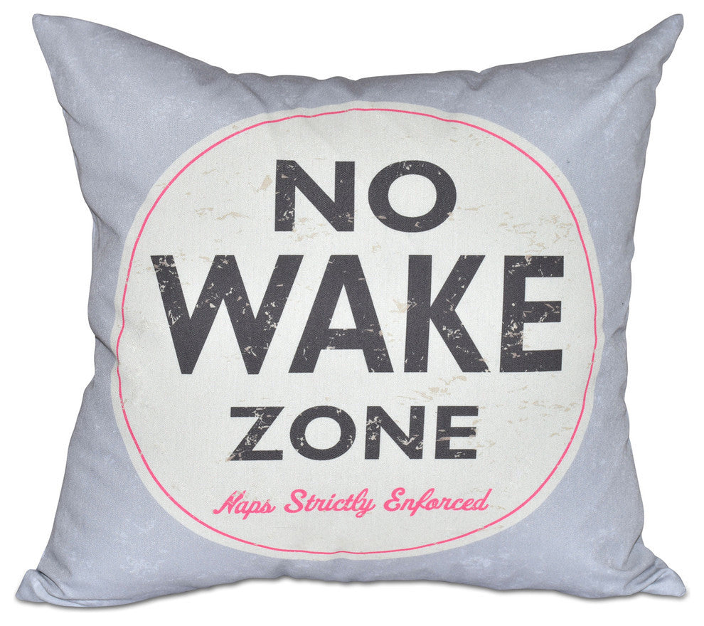 Nap Zone, Word Print Outdoor Pillow, Gray, 20"x20"