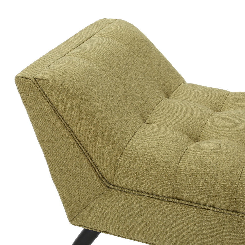 GDF Studio Madrid Tufted Fabric Ottoman Bench, Green