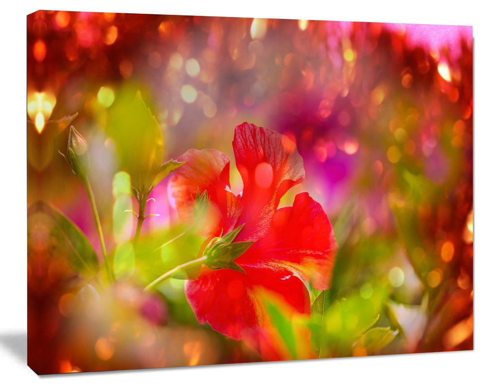 Beautiful Red Rural Summer Flowers, Floral Canvas Art Print, 20"x12"