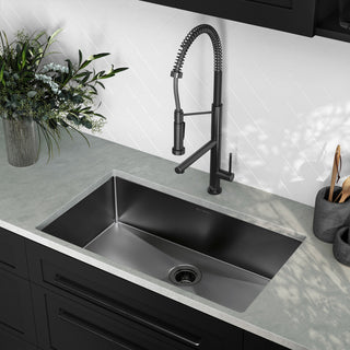 Rivage 32" x 19" Stainless Steel, Single Basin, Undermount Kitchen Sink, Black