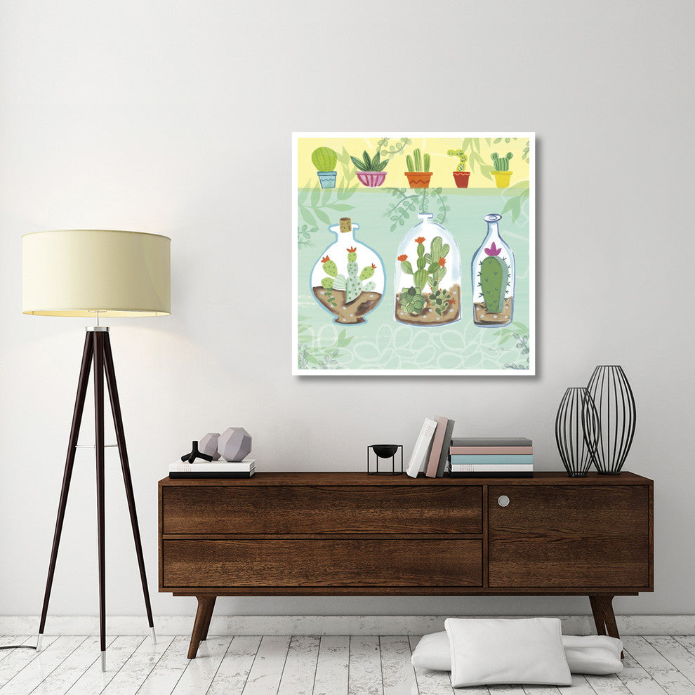 "Cacti Garden I no Birds and Butterflies" Paper Print by Farida Zaman, 42"x42"