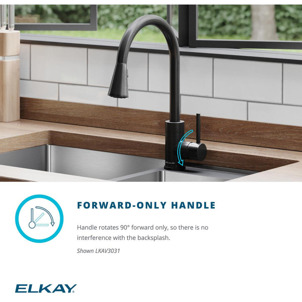 LKHA1041LS Elkay Harmony Single Hole Kitchen Faucet, Lustrous Steel