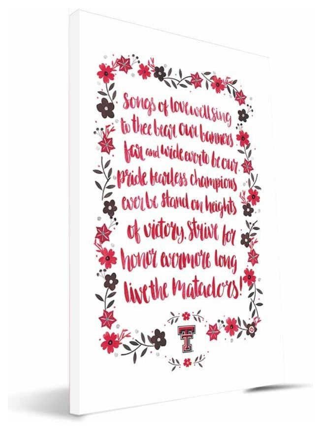 TT Red Raiders Hand-Painted Song Canvas Print, 16"x24"