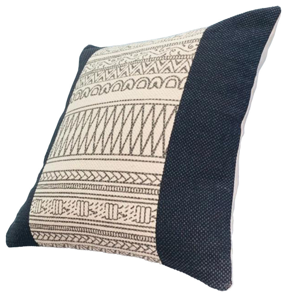 Benzara UPT-268961 Square Cotton Accent Throw Pillow, Aztec Pattern, White/Black