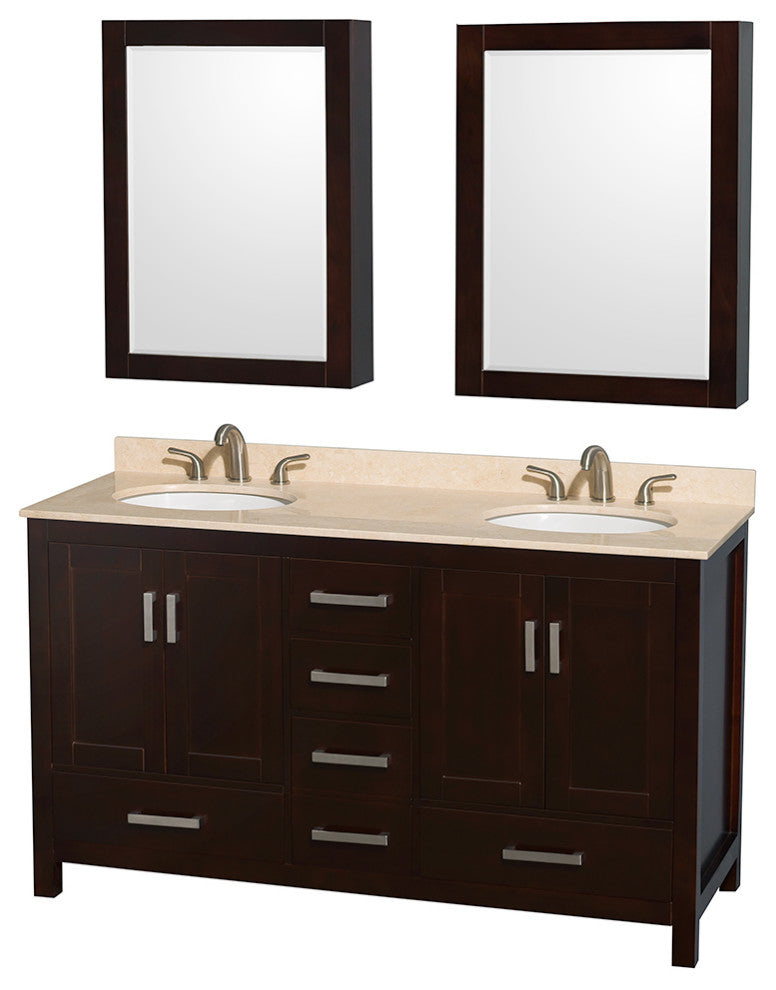 Wyndham WCS141460DESIVUNOMED 60 Inch Double Bathroom Vanity in Espresso