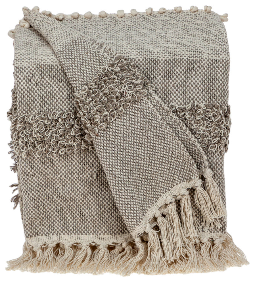 Parkland Collection Neil Eclectic Beige 52" x 67" WOVEN HANDLOOM Throw