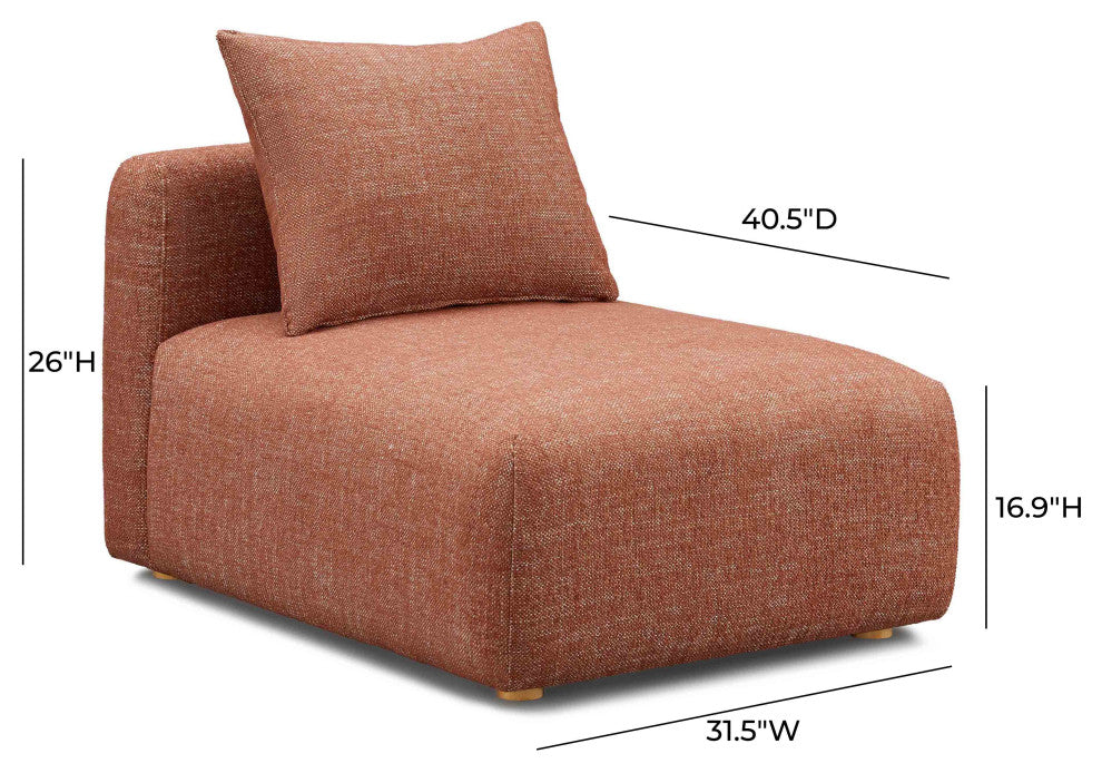 Hangover Armless Upholstered Chair, Red Textured Fabric