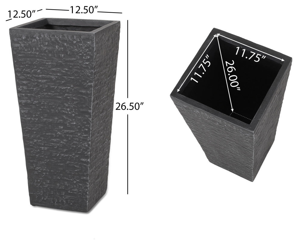 Tengren Outdoor Medium and Small Cast Stone Planters, Set of 2