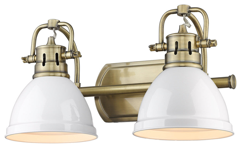 Duncan 2-Light Bath Vanity Light, Aged Brass, Matte White