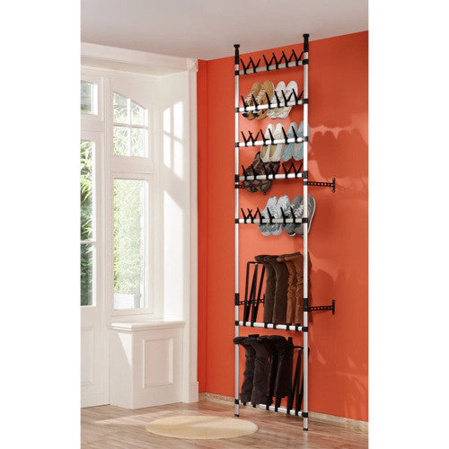 vidaXL Shoe Rack Telescopic Shoe Organizer Shelf Stand with Rods Aluminum