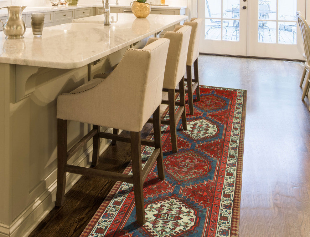 Fine Vintage Distressed Sabirah Navy/Ivory Runner, 3'3x10'10