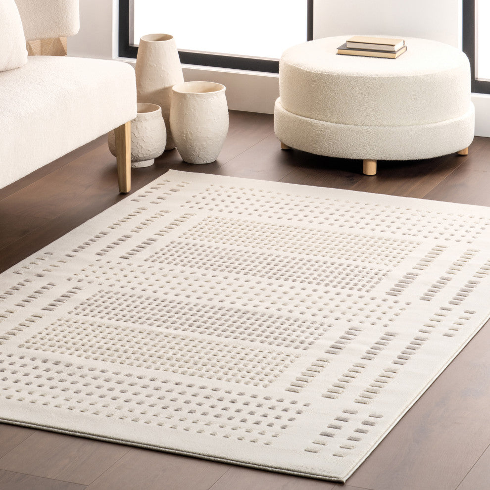Nuloom Rowyn Geometric Washable Rug, Cream 2' x 3'