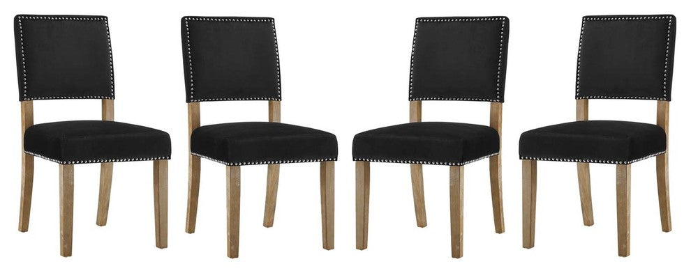 Oblige Dining Chair Wood Set of 4, Black