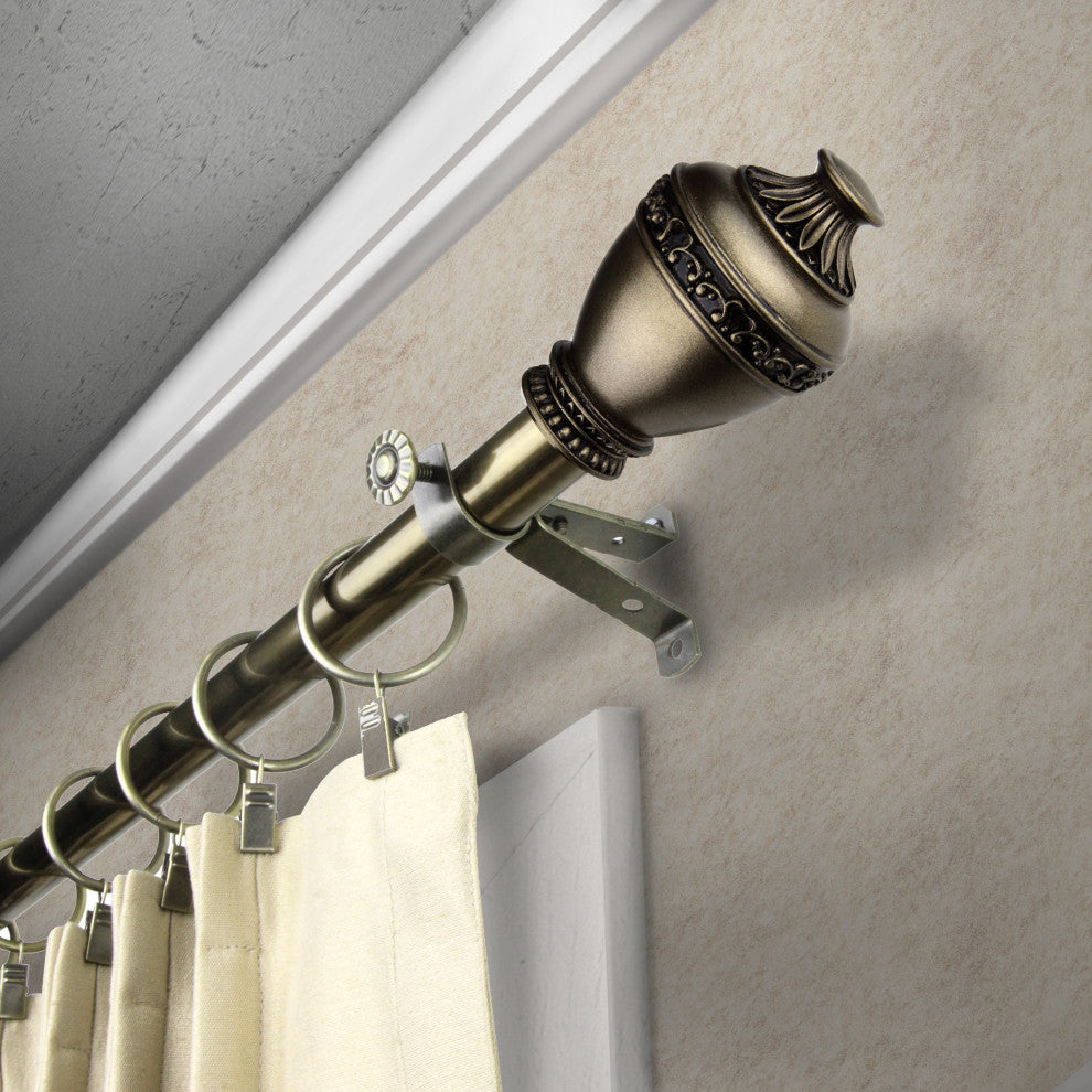 Delfina 13/16" Diameter Curtain Rod, Antique Brass, 18-28"