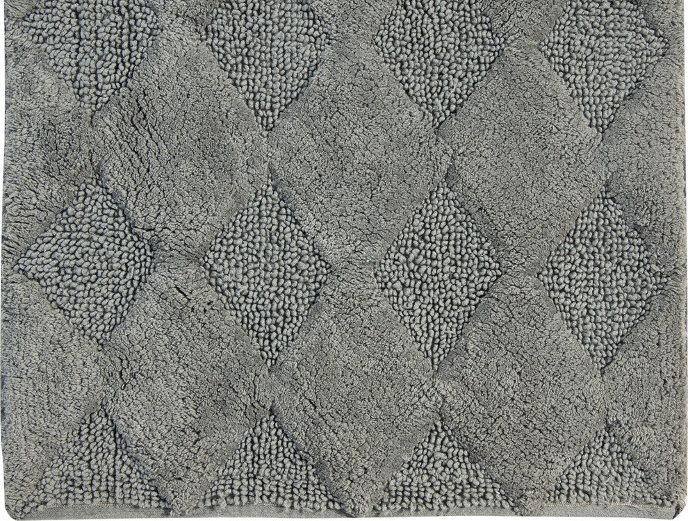 Bath Rug Cotton, 2 Piece Set, 34"x21" and 36"x24", Gray, GSF 210, Charlotte