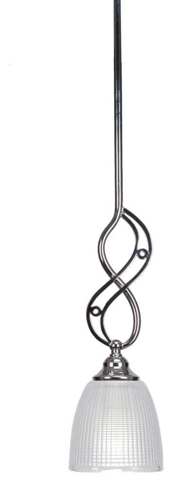 Jazz Mini Pendant In Chrome Finish With 5" Clear Ribbed Glass