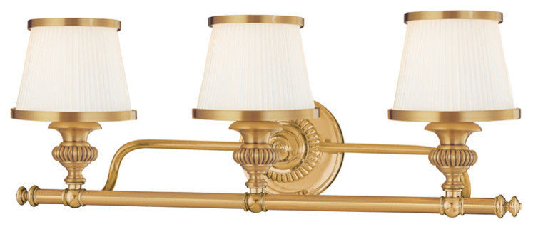 Milton 3-Light Bath and Vanity With Glass Shade, Flemish Brass