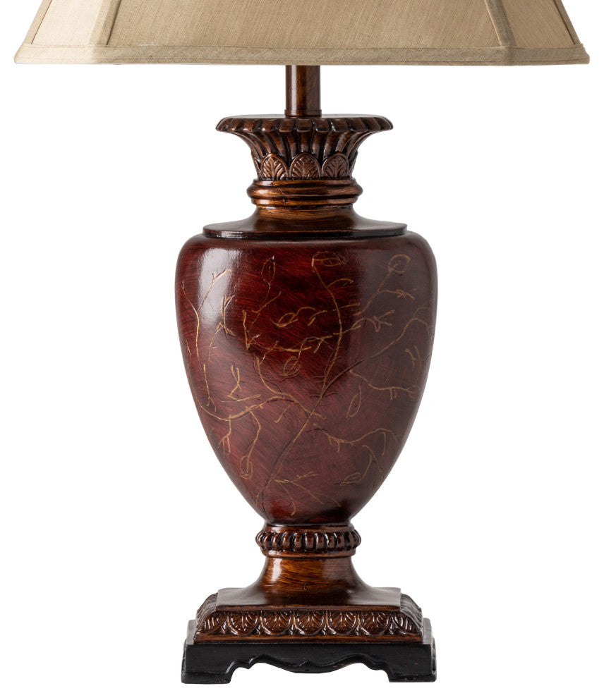 Clayton Hand Painted Table Lamp Garnet Red Finish, Set of 2