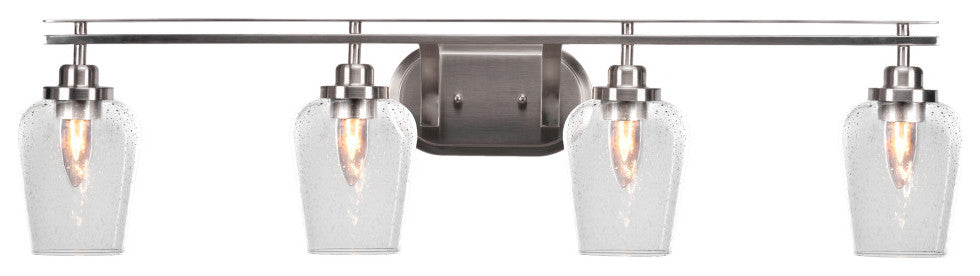Odyssey 4 Light Bath Bar In Brushed Nickel Finish With 5" Clear Bubble Glass