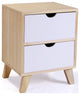 2 Set 2-Drawer Wood Nightstand in White