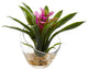 8" Tropical Bromeliad, Angled Vase Artificial Arrangement, Purple